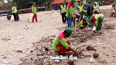 Pantai Jerman dan Jimbaran terkena sampah yang dipasang Pantai Jerman dan Jimbaran terkena sampah yang dipasang